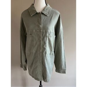 Stitch Star oversized distressed army green shacket. Size L. NWOT.
